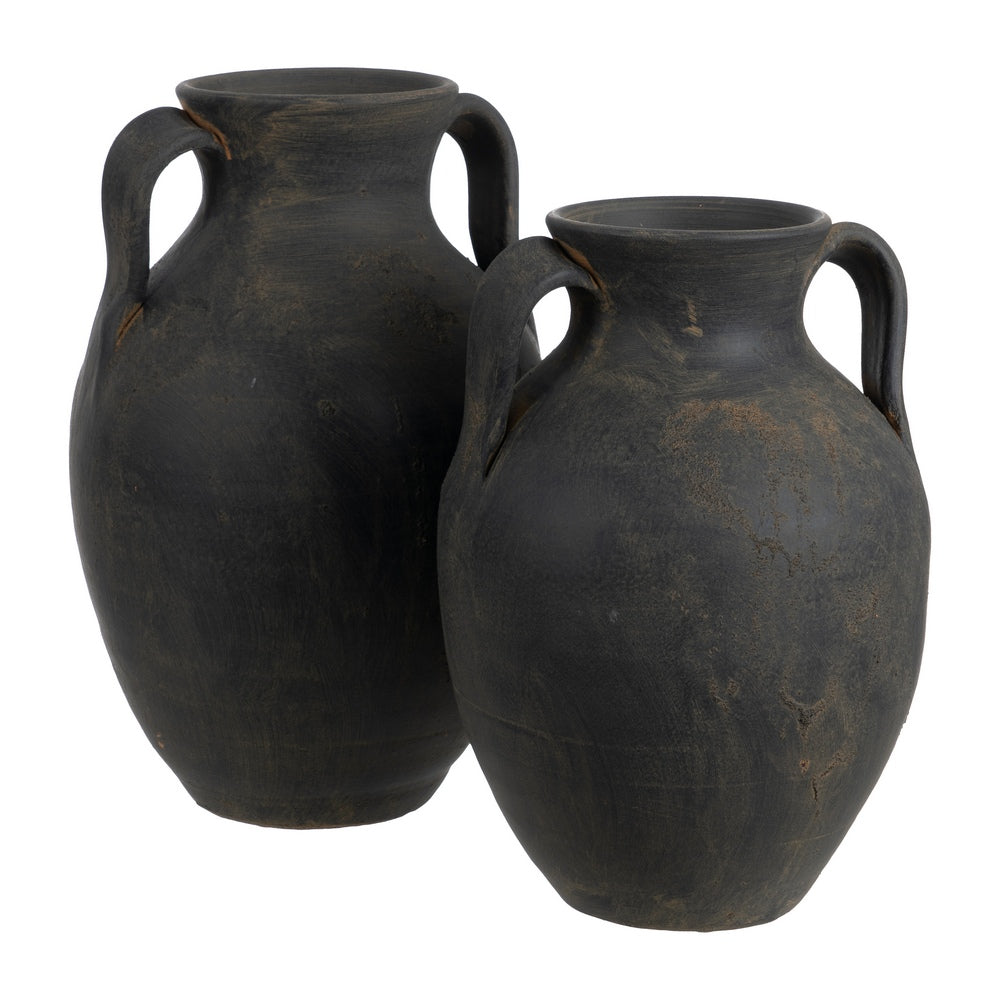 GREY AGED CLAY POT DECORATION 26 X 26 X 36 CM