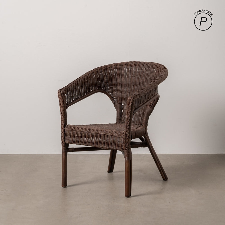SILLA MARRÓN RATÁN SALÓN 60 X 62 X 78 CM