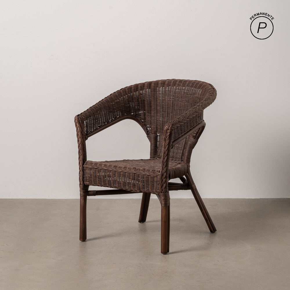 SILLA MARRÓN RATÁN SALÓN 60 X 62 X 78 CM
