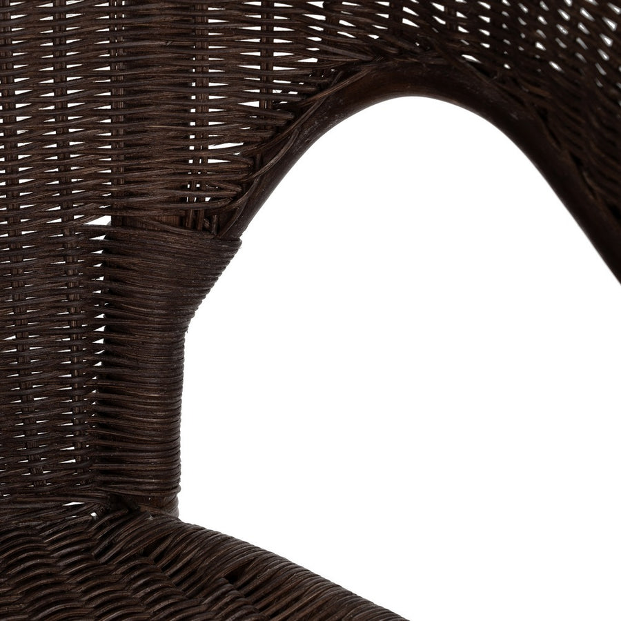 BROWN RATTAN LOUNGE CHAIR 60 X 62 X 78 CM