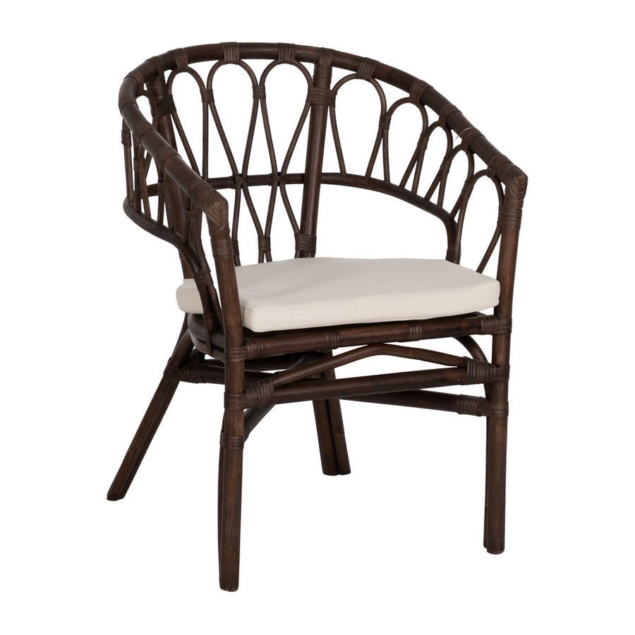 BROWN RATTAN LOUNGE CHAIR 58 X 59 X 78 CM