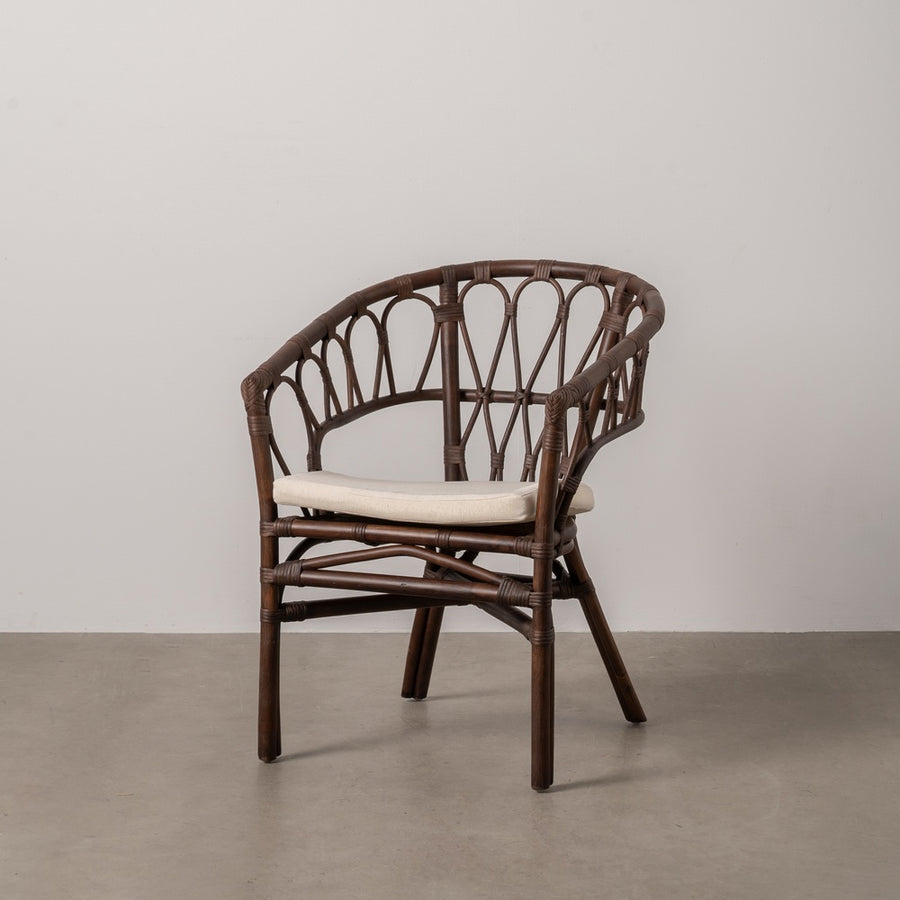 SILLA MARRÓN RATÁN SALÓN 58 X 59 X 78 CM