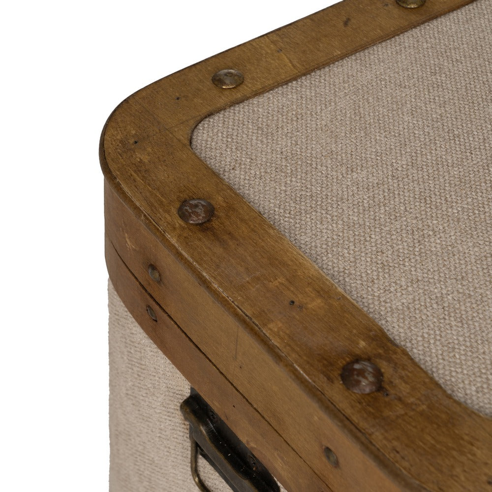 S/2 TRUNK BEIGE WOOD / FABRIC 40 X 30 X 45 CM