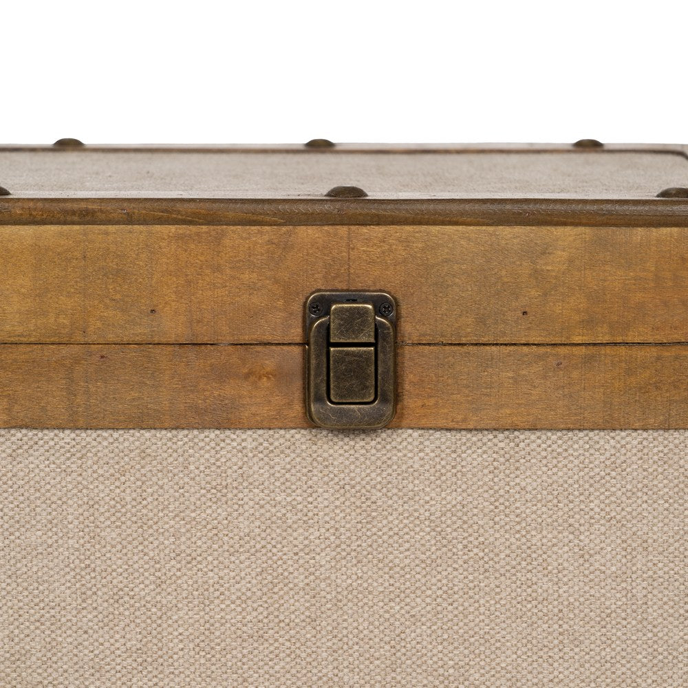 S/2 TRUNK BEIGE WOOD / FABRIC 40 X 30 X 45 CM