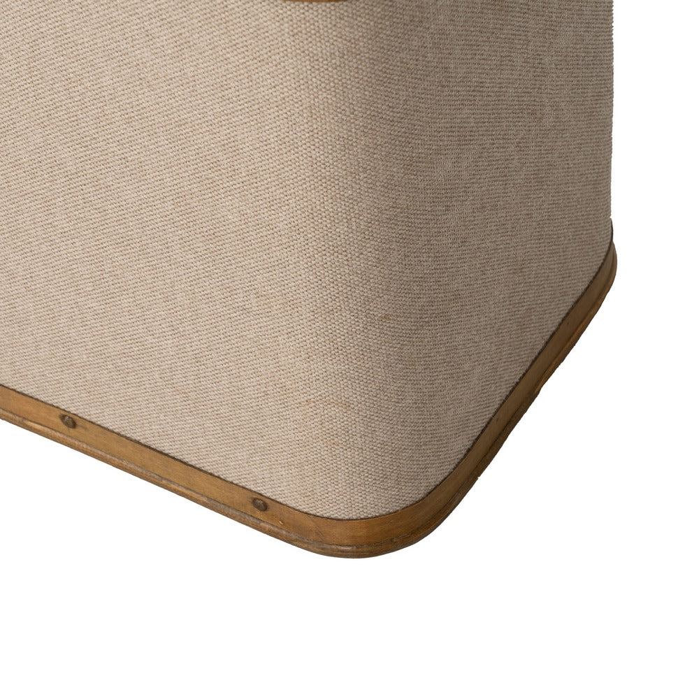 S/2 TRUNK BEIGE WOOD / FABRIC 40 X 30 X 45 CM