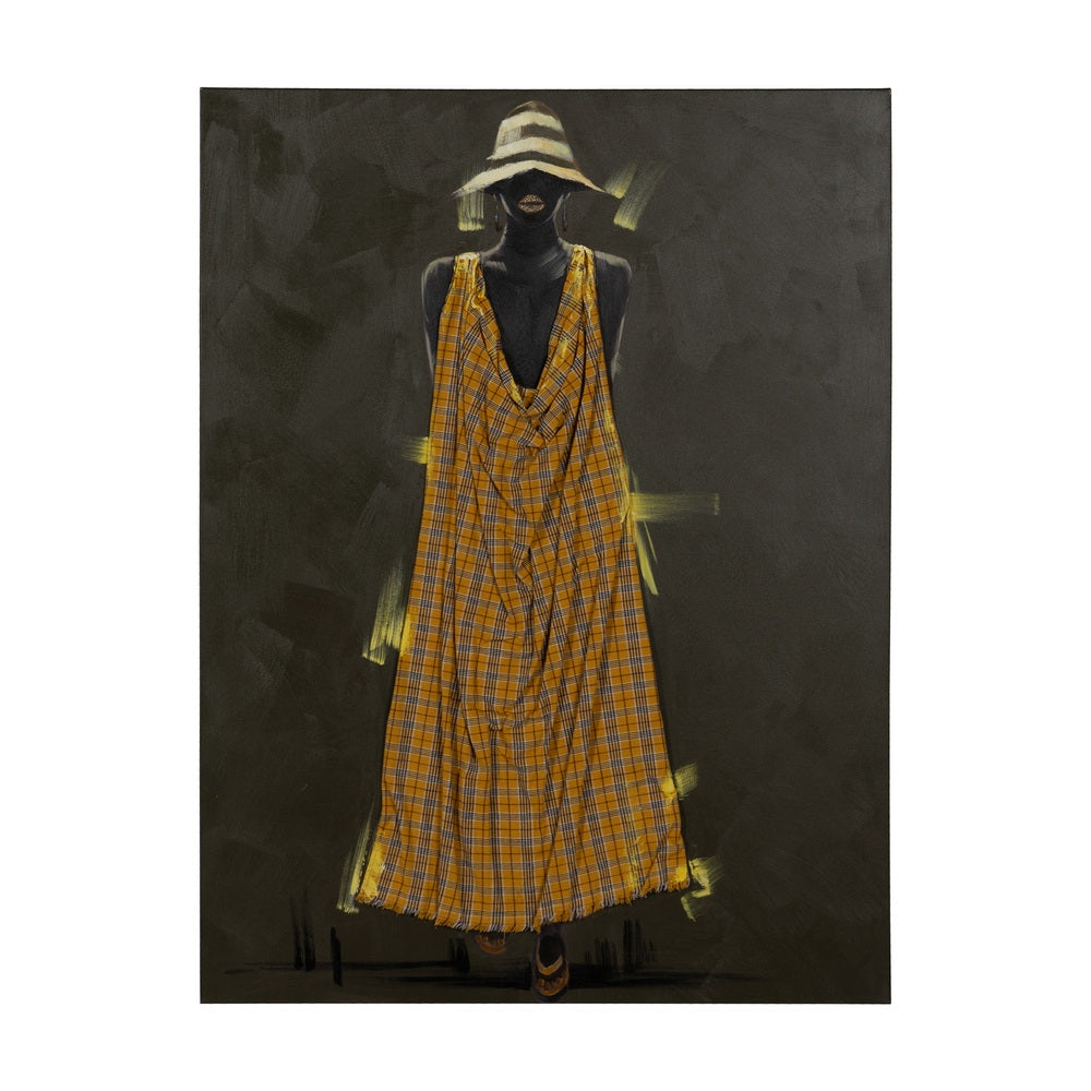 PINTURA AFRICANA AMARILLO LIENZO 90 X 3,50 X 120 CM