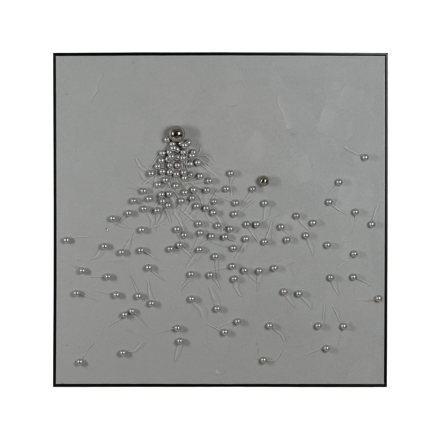 CUADRO ABSTRACTO BLANCO-PLATA 100 X 100 CM