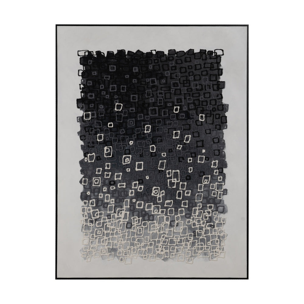 CUADRO ABSTRACTO BLANCO-NEGRO 90 X 120 CM