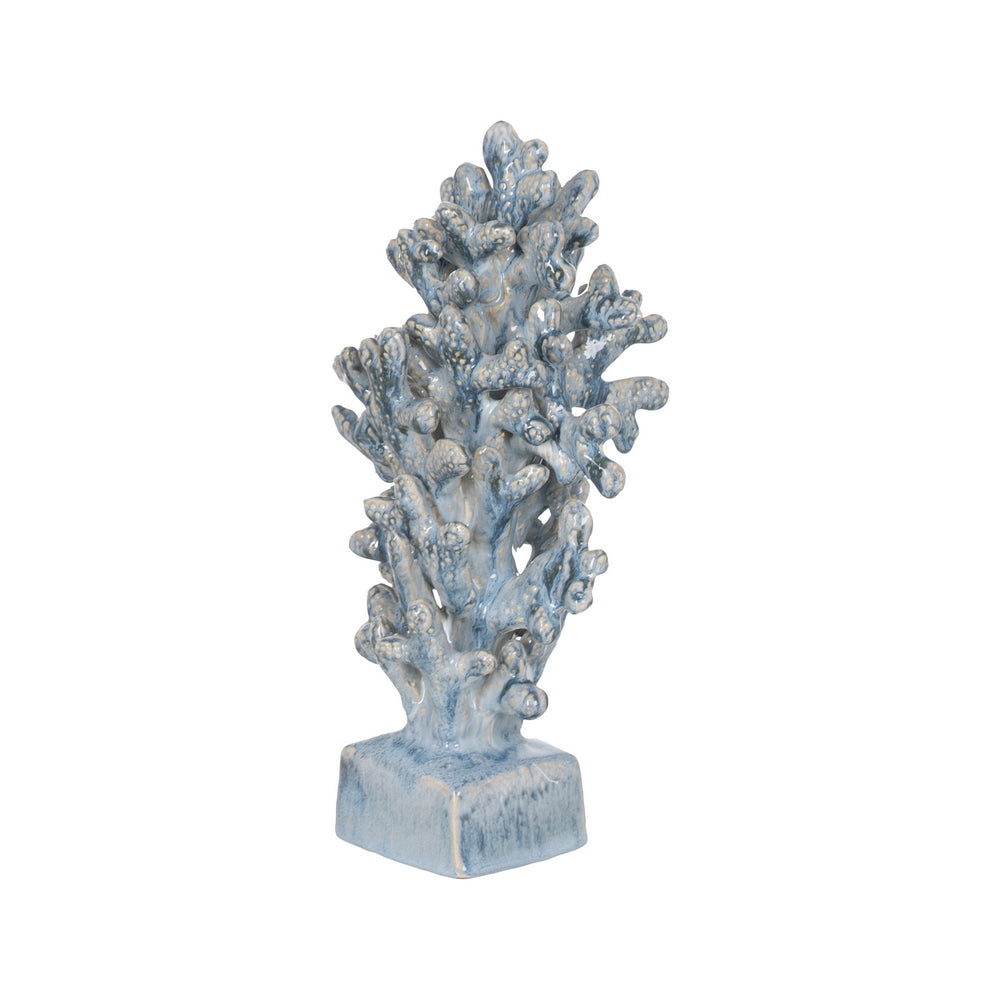 FIGURA CORAL AZUL CERÁMICA DECORACIÓN 16,50 X 16,50 X 32 CM