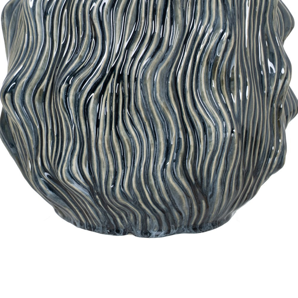 JARRÓN AZUL CERÁMICA DECORACIÓN 26 X 26 X 31,50 CM