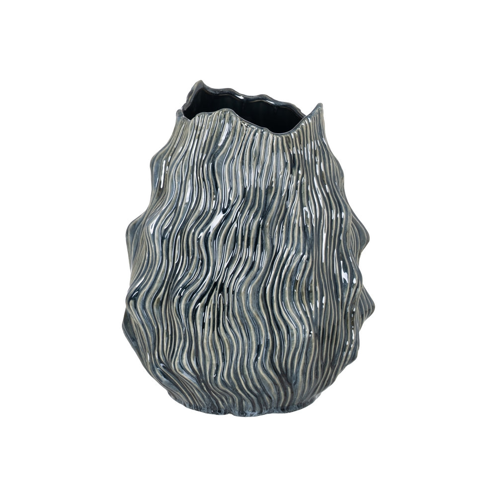 JARRÓN AZUL CERÁMICA DECORACIÓN 26 X 26 X 31,50 CM