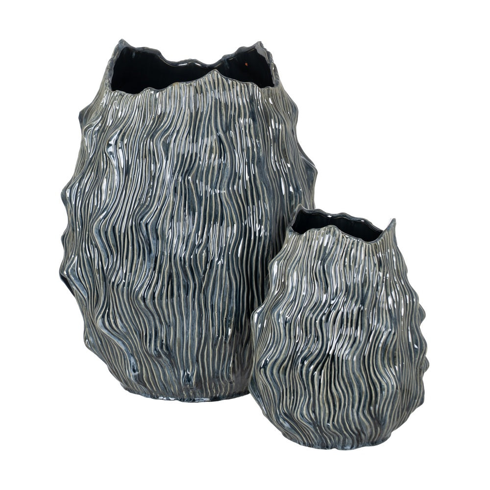 JARRÓN AZUL CERÁMICA DECORACIÓN 40 X 39 X 49,50 CM