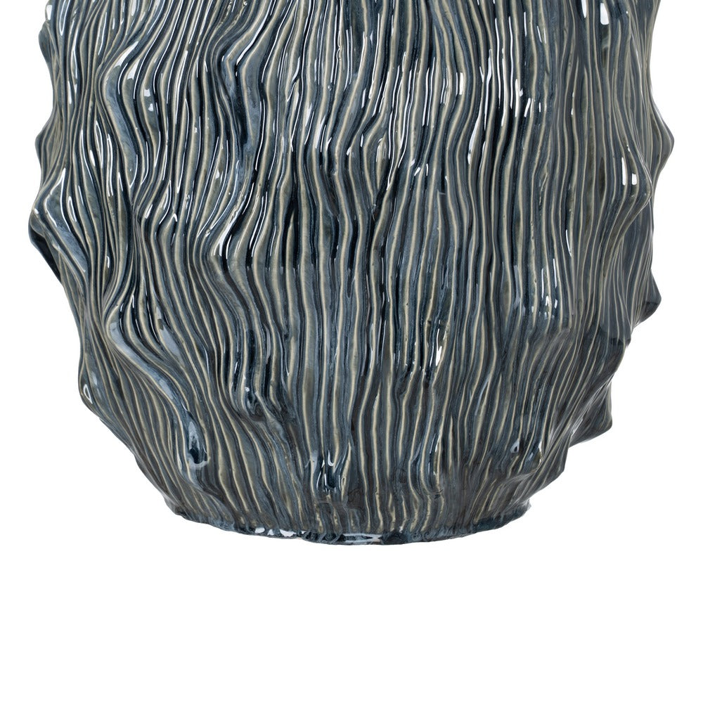 JARRÓN AZUL CERÁMICA DECORACIÓN 40 X 39 X 49,50 CM