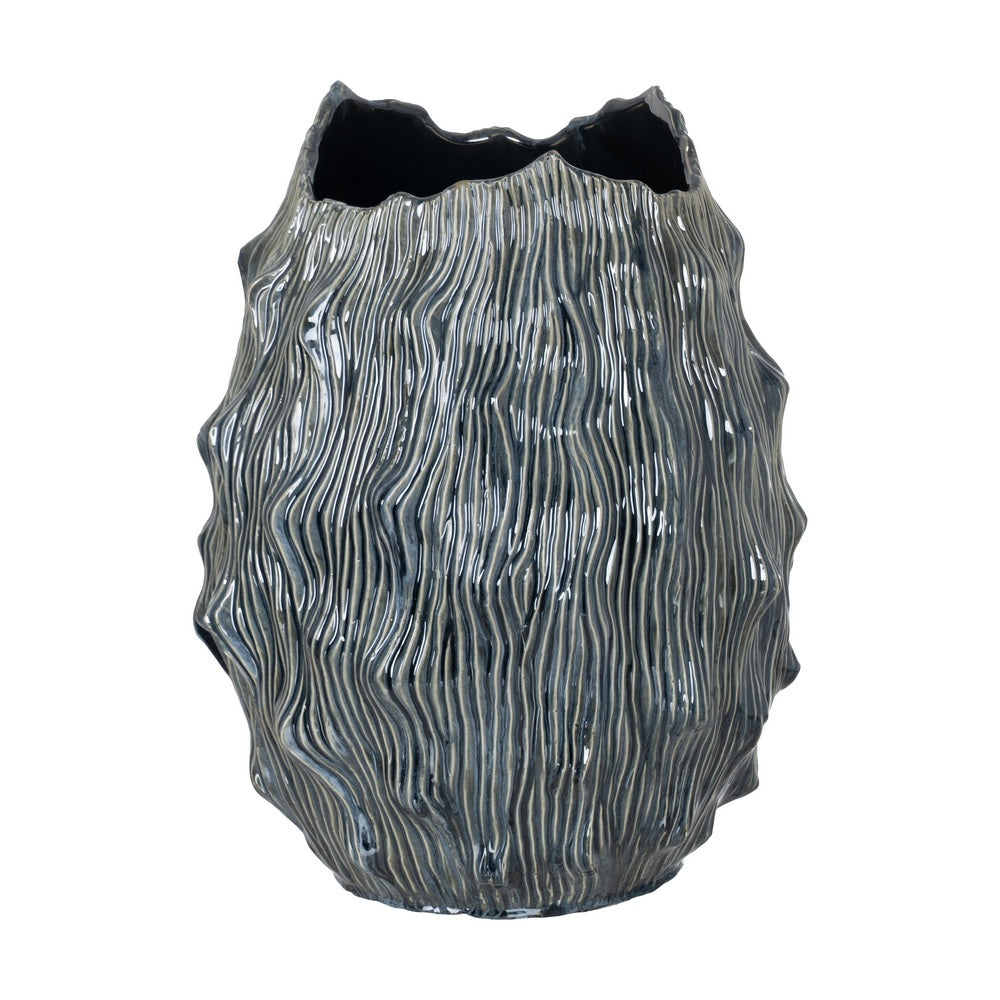 JARRÓN AZUL CERÁMICA DECORACIÓN 40 X 39 X 49,50 CM