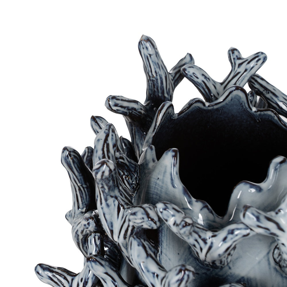 BLUE CERAMIC DECORATIVE VASE 26.50 X 26 X 37 CM