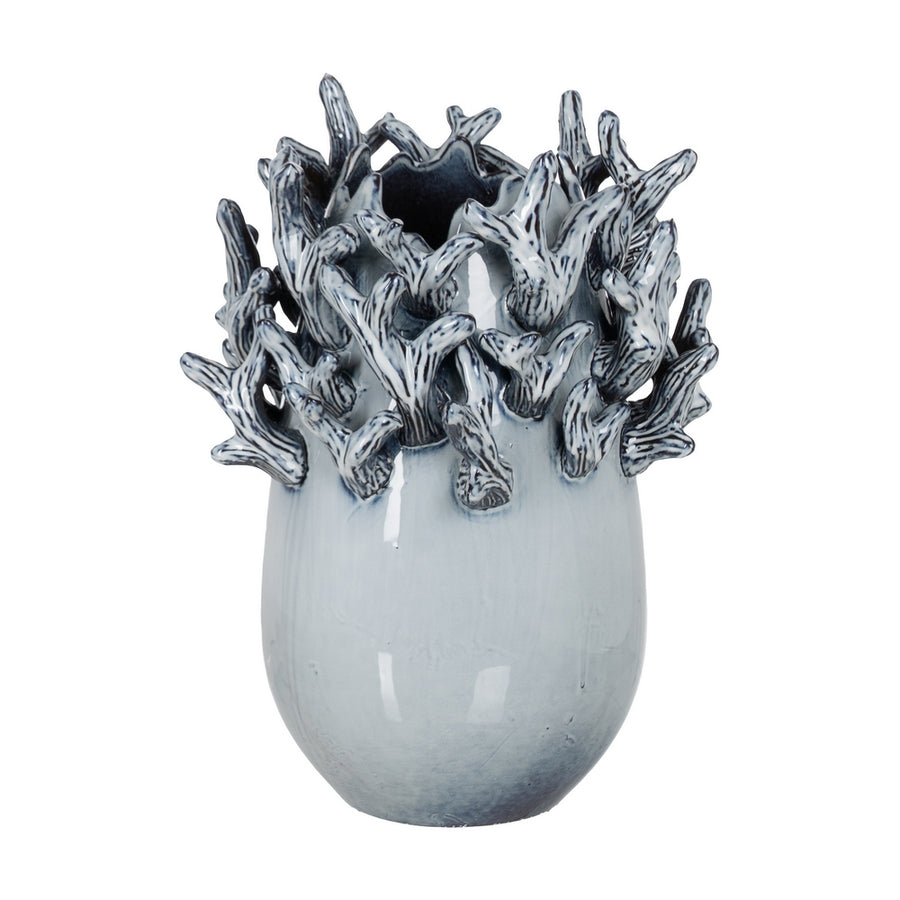 JARRÓN AZUL CERÁMICA DECORACIÓN 26,50 X 26 X 37 CM