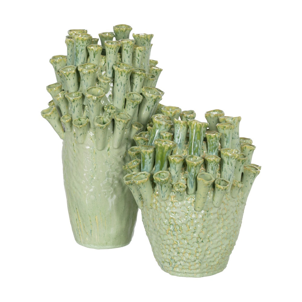 GREEN CERAMIC DECORATIVE VASE 29 X 29 X 33 CM