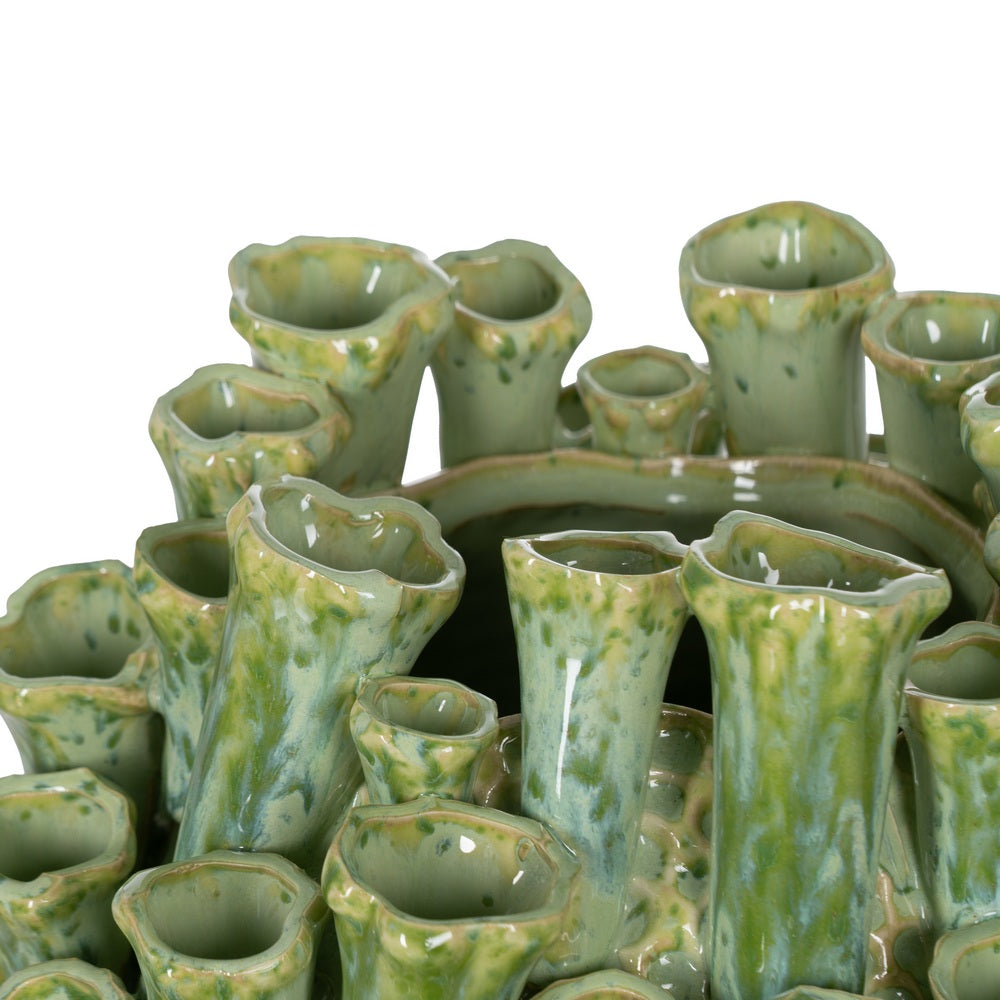 GREEN CERAMIC DECORATIVE VASE 29 X 29 X 33 CM