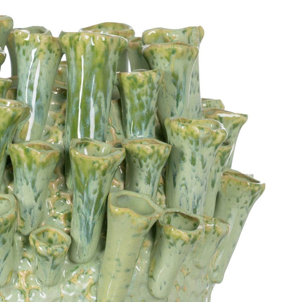 GREEN CERAMIC DECORATIVE VASE 29 X 29 X 33 CM