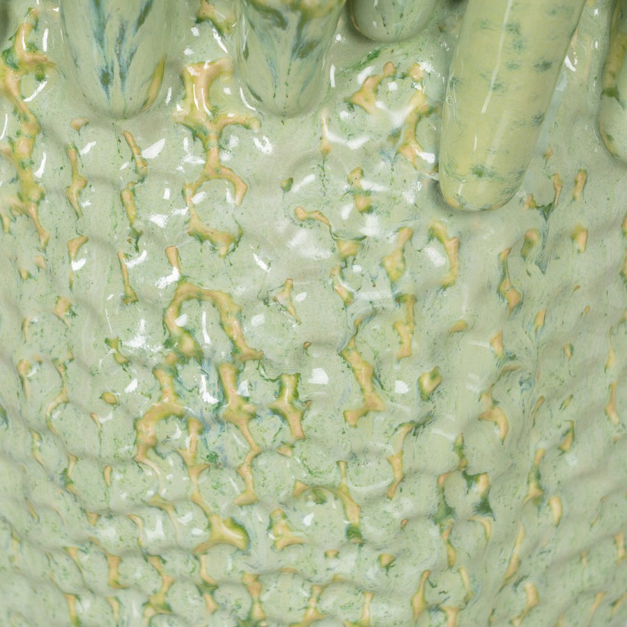 GREEN CERAMIC DECORATIVE VASE 29 X 29 X 33 CM