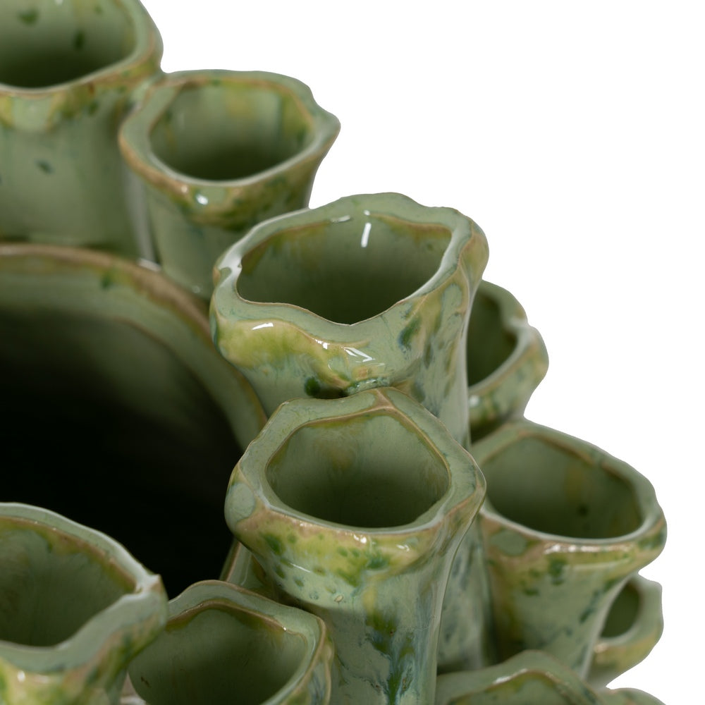 GREEN CERAMIC DECORATIVE VASE 29 X 29 X 33 CM