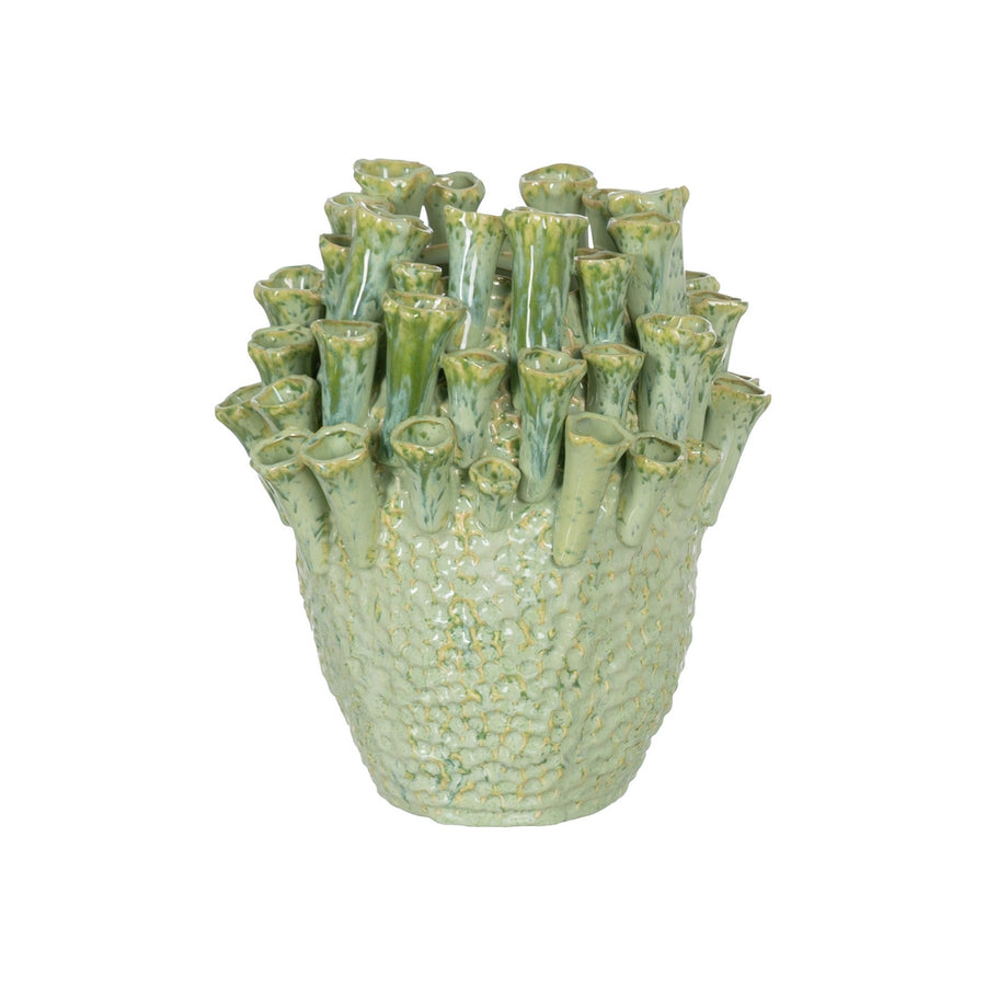 GREEN CERAMIC DECORATIVE VASE 29 X 29 X 33 CM