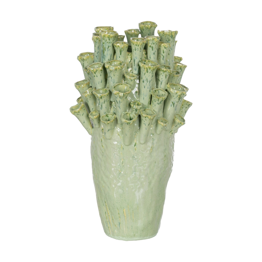 JARRÓN VERDE CERÁMICA DECORACIÓN 28,50 X 27,50 X 46,50 CM