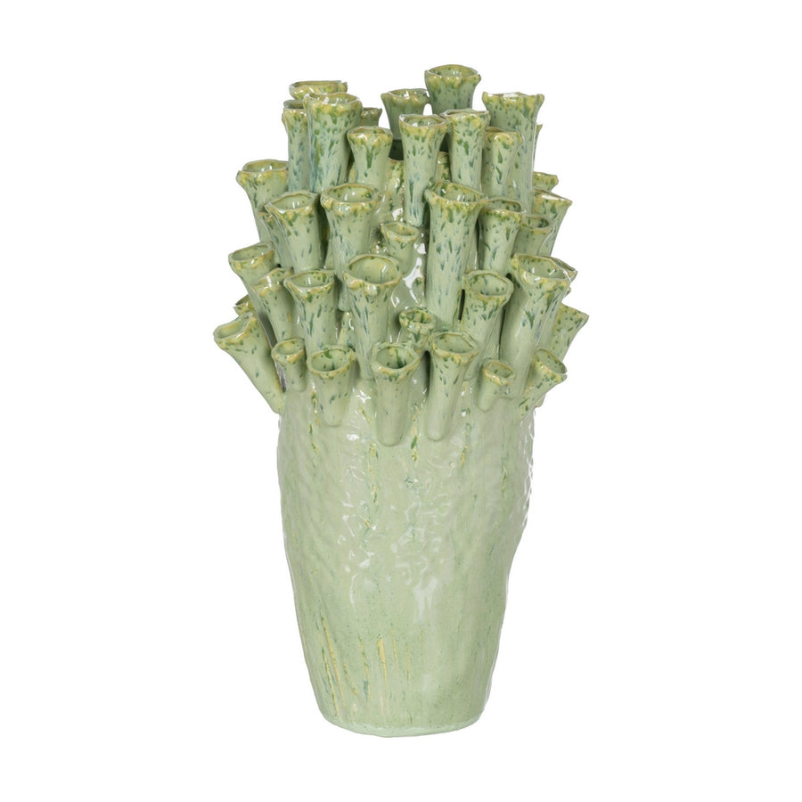 JARRÓN VERDE CERÁMICA DECORACIÓN 28,50 X 27,50 X 46,50 CM