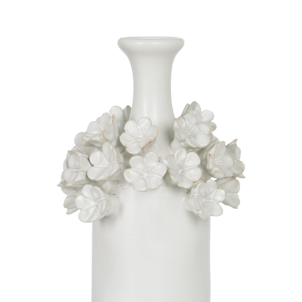 JARRÓN FLORES BLANCO CERÁMICA 14 X 14 X 36 CM