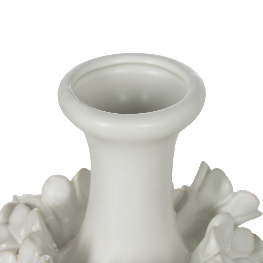 VASE FLOWERS WHITE CERAMIC 14 X 14 X 36 CM