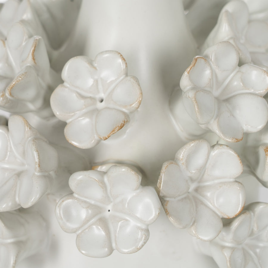 VASE FLOWERS WHITE CERAMIC 14 X 14 X 36 CM