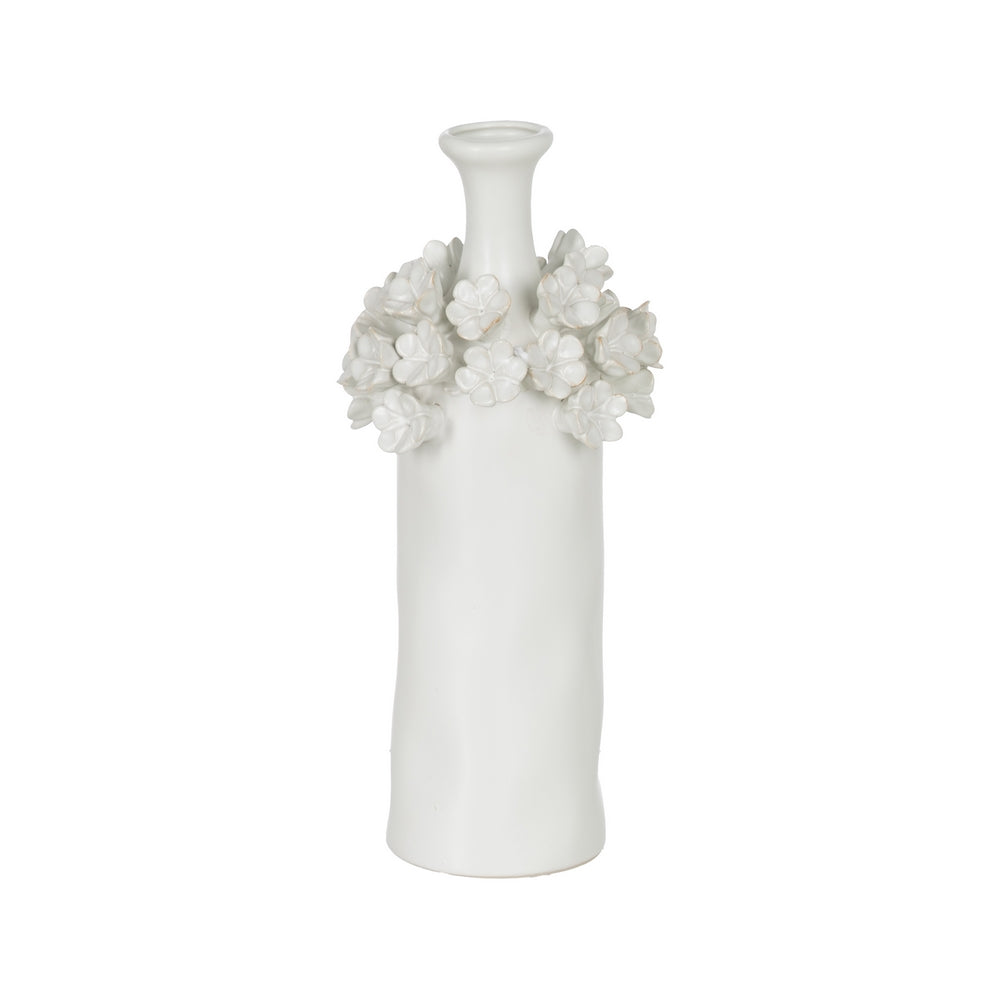 JARRÓN FLORES BLANCO CERÁMICA 14 X 14 X 36 CM