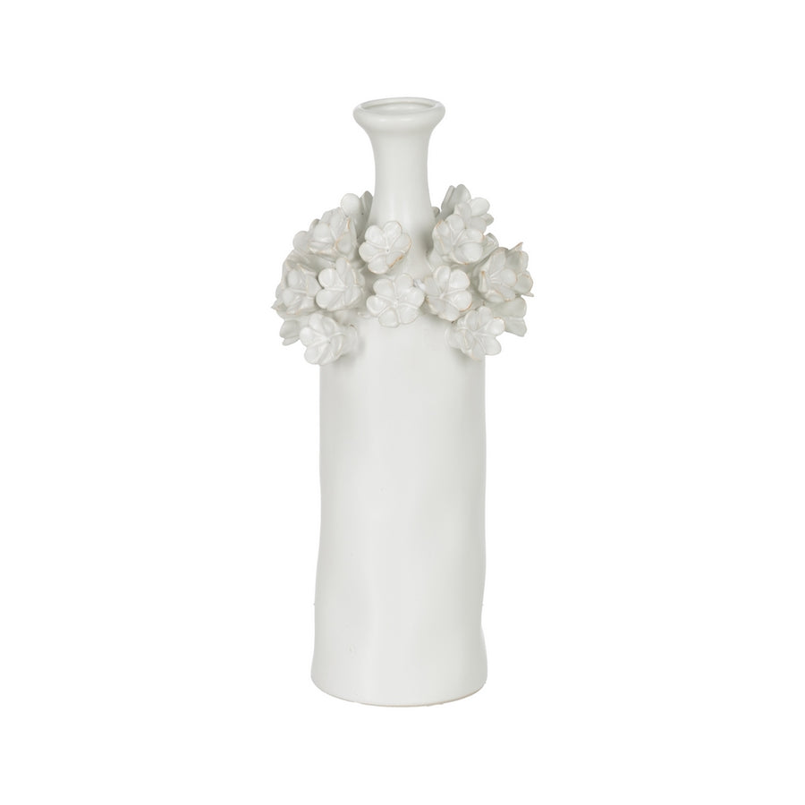 JARRÓN FLORES BLANCO CERÁMICA 14 X 14 X 36 CM