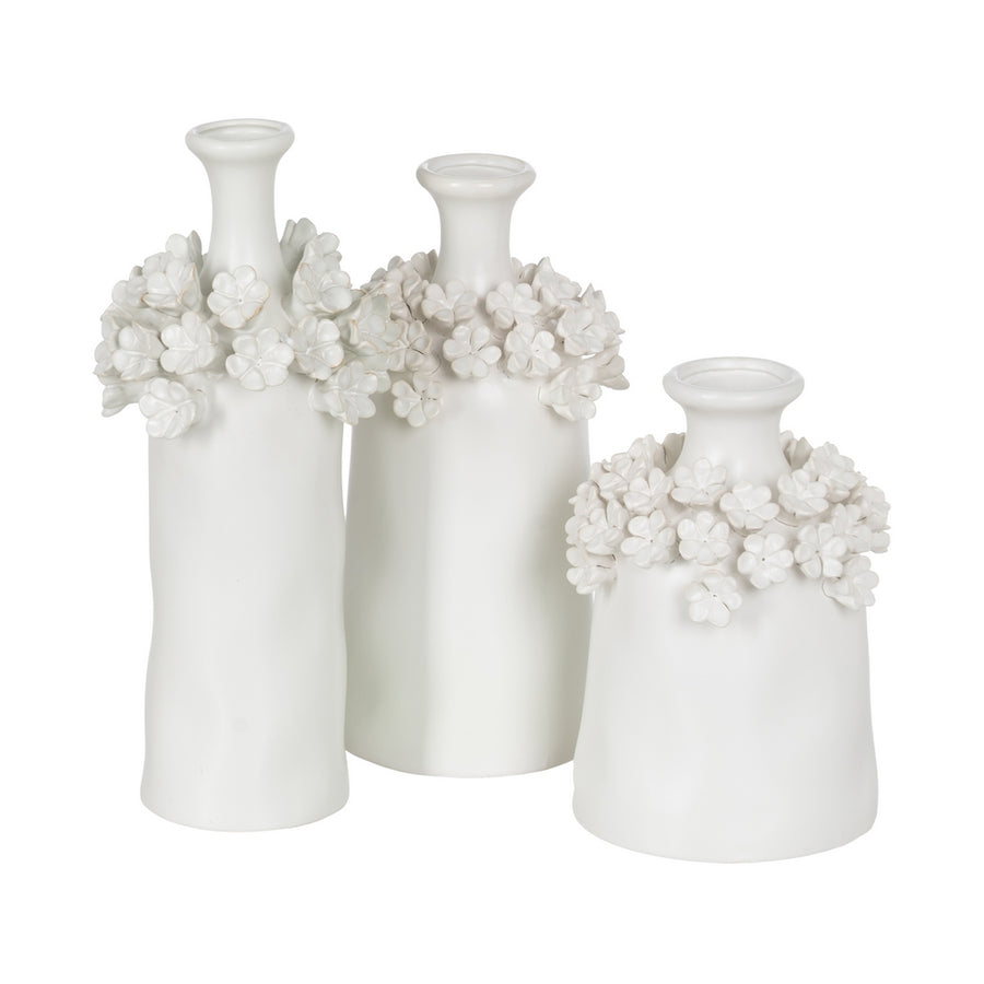 JARRÓN FLORES BLANCO CERÁMICA 15 X 15 X 31 CM