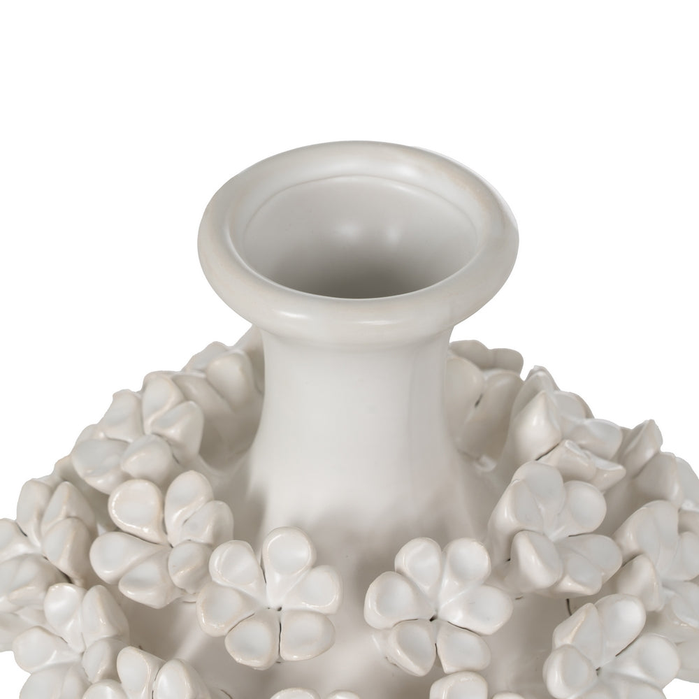 JARRÓN FLORES BLANCO CERÁMICA 15 X 15 X 31 CM