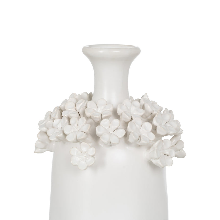 JARRÓN FLORES BLANCO CERÁMICA 15 X 15 X 31 CM