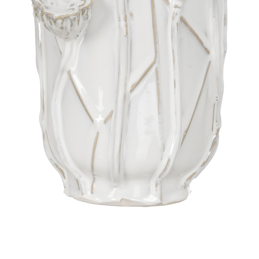 JARRÓN FLORES BLANCO CERÁMICA 25,50 X 24 X 41 CM