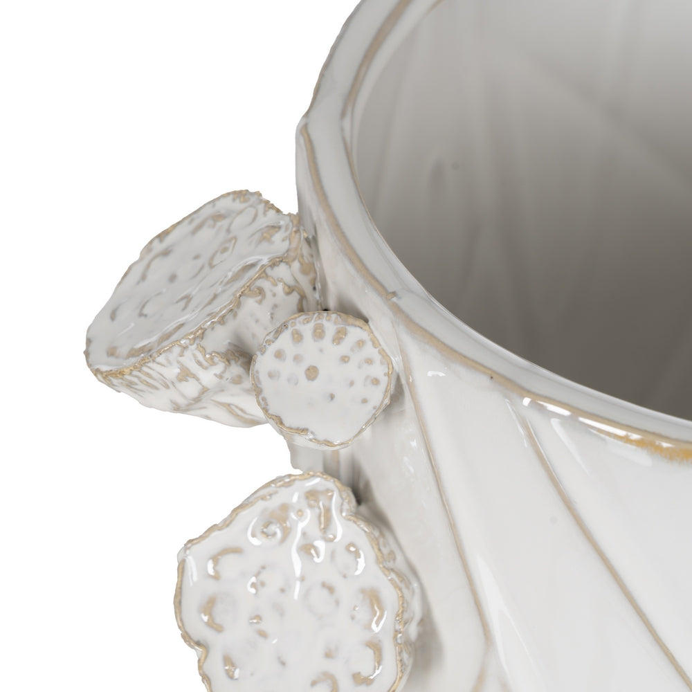 WHITE CERAMIC FLOWER VASE 31 X 30.50 X 28.50 CM