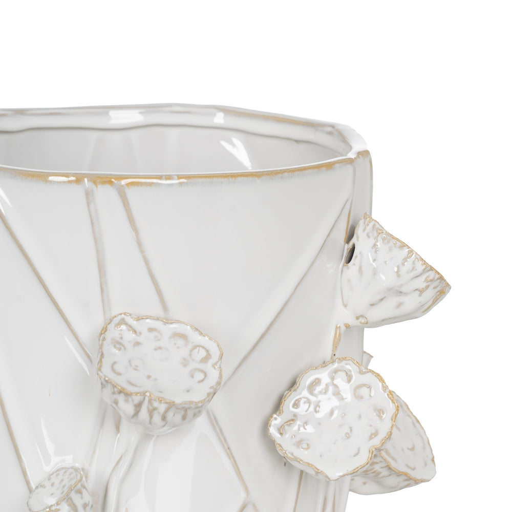WHITE CERAMIC FLOWER VASE 31 X 30.50 X 28.50 CM