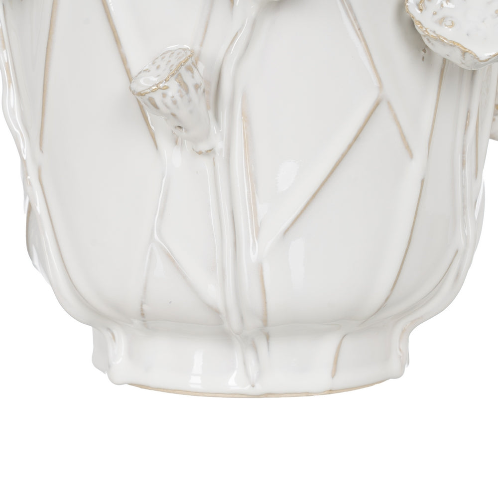 WHITE CERAMIC FLOWER VASE 31 X 30.50 X 28.50 CM