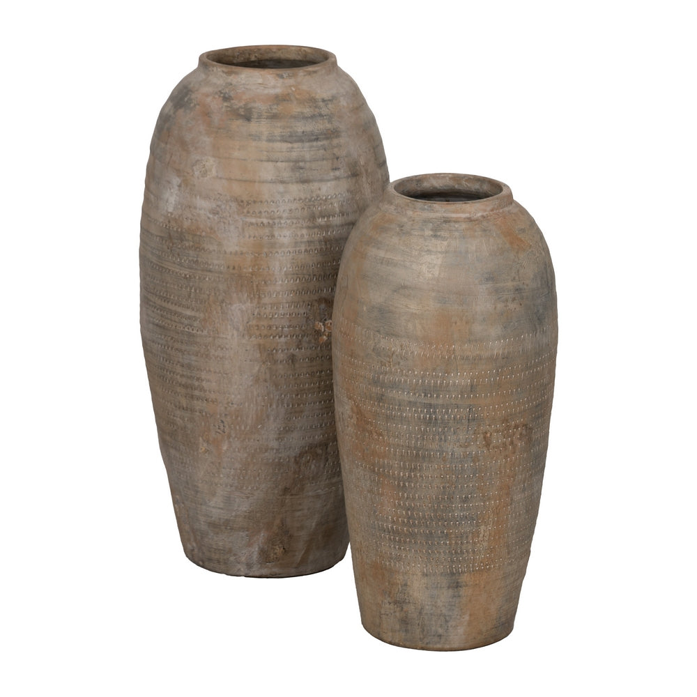 GREY CERAMIC DECORATIVE VASE 24 X 24 X 49 CM