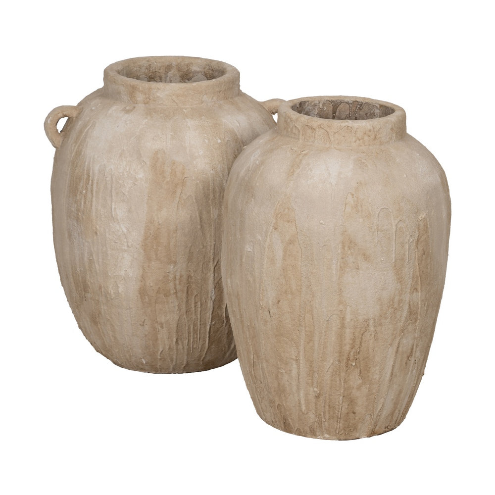 JARRÓN BEIGE CERÁMICA DECORACIÓN 42,50 X 42,50 X 58 CM