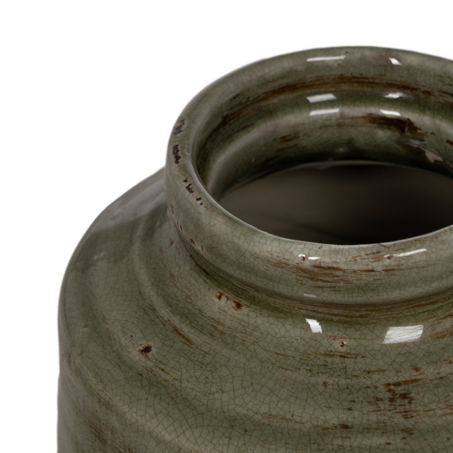 GREEN CERAMIC DECORATIVE VASE 19.50 X 19.50 X 26.50 CM