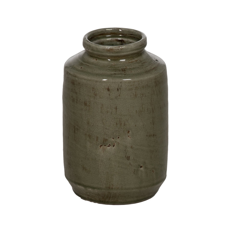 GREEN CERAMIC DECORATIVE VASE 19.50 X 19.50 X 26.50 CM