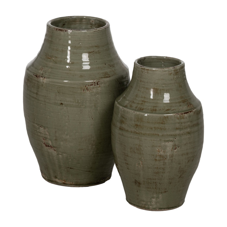JARRÓN VERDE CERÁMICA DECORACIÓN 26,50 X 26,50 X 41 CM