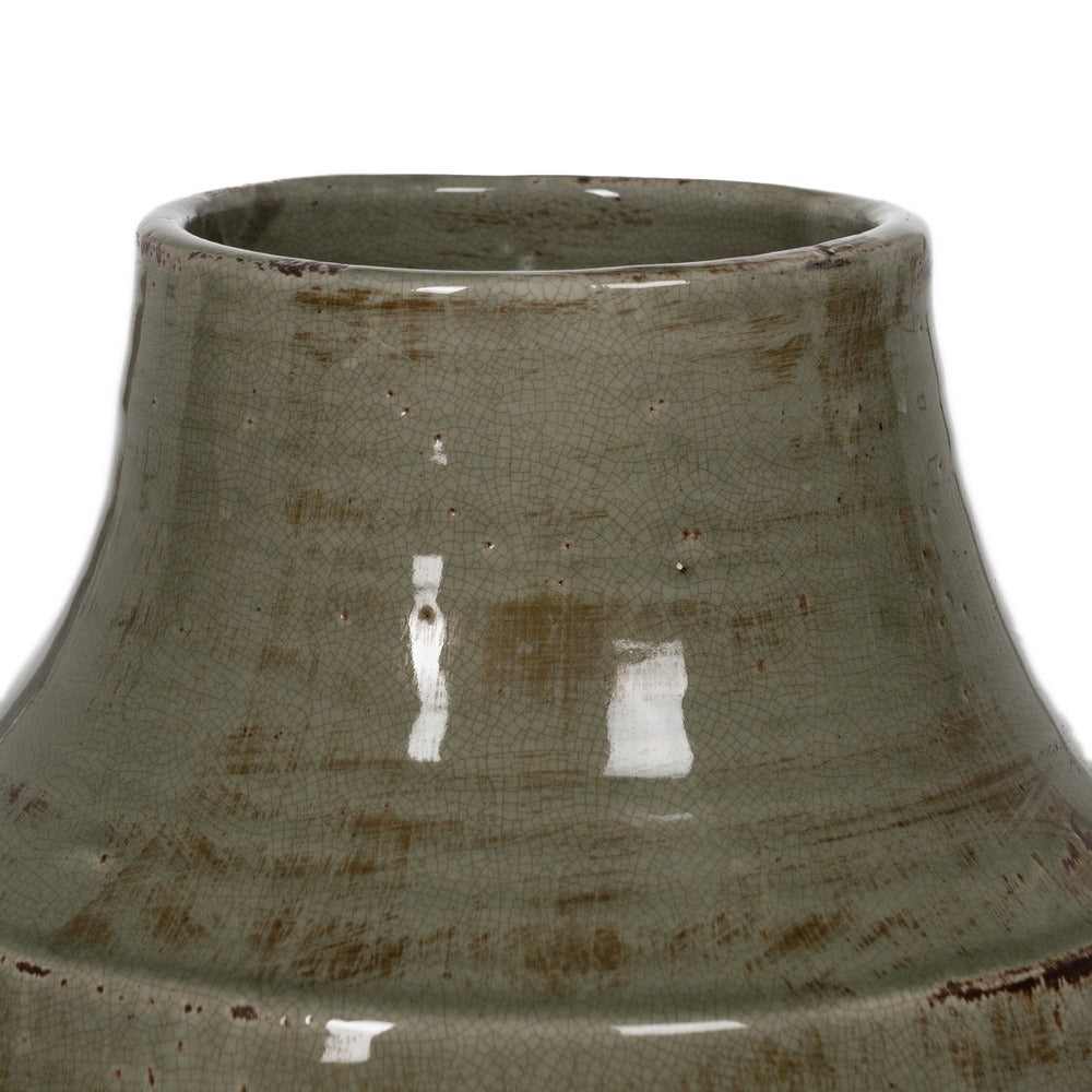 GREEN CERAMIC DECORATIVE VASE 26.50 X 26.50 X 41 CM