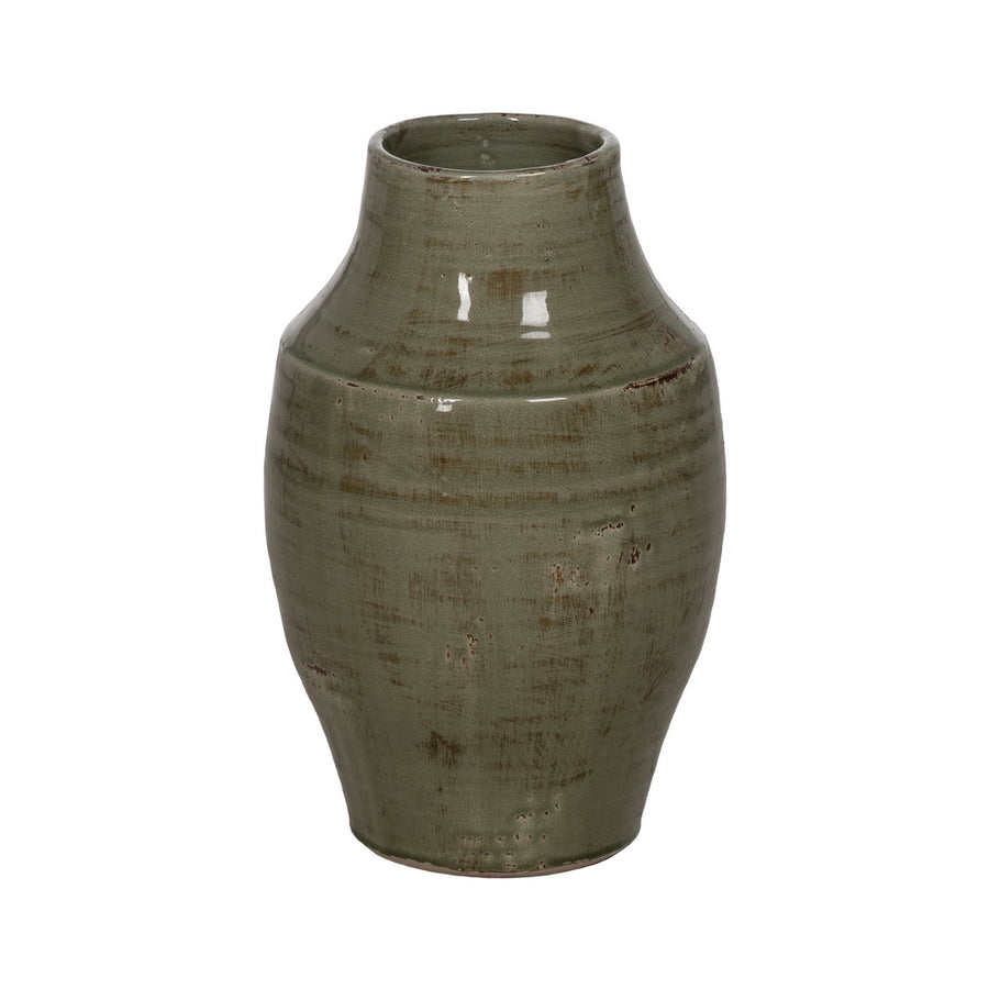 JARRÓN VERDE CERÁMICA DECORACIÓN 26,50 X 26,50 X 41 CM