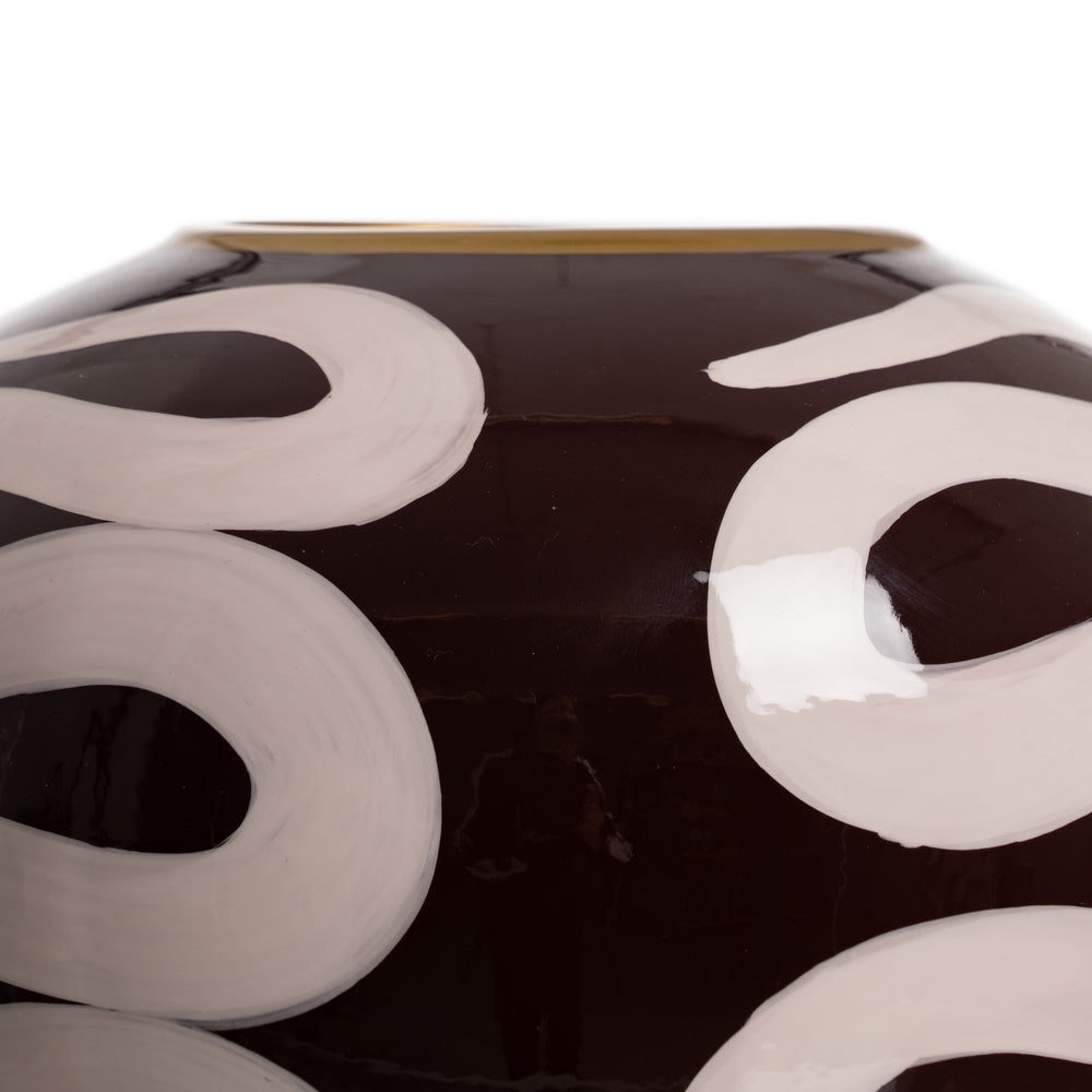 JARRÓN BLANCO-MARRÓN PORCELANA 20 X 20 X 21 CM