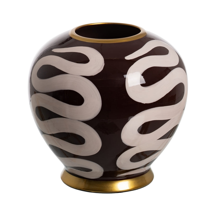 JARRÓN BLANCO-MARRÓN PORCELANA 20 X 20 X 21 CM