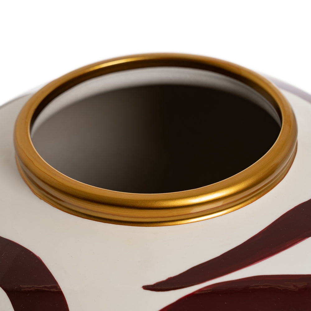 JARRÓN BLANCO-MARRÓN PORCELANA 25 X 25 X 29 CM
